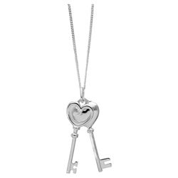 Sterling Silver Cubic Zirconia Double Key Pendant