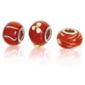 Sterling Silver Red Flower Glass Charm 3  Pack