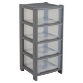 Wham 4 drawer tower, clear & silver