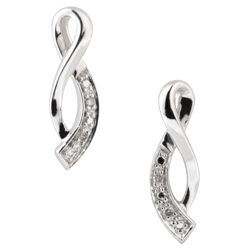 9ct White Gold Diamond 'Figure Of 8' Earrings