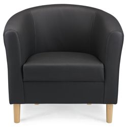 Tub Chair Leather Effect Black
