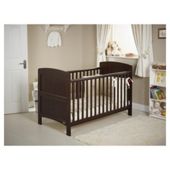 Obaby Grace 4 Piece Cot Bed Set, Dark Pine With Cream Bedding (includes mattress, quilt & bumper)