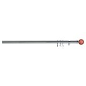 Premium Extendable Metal Curtain Pole With Red Dimpled Ball Finial 25-28mm 1.2-2.1M Chrome