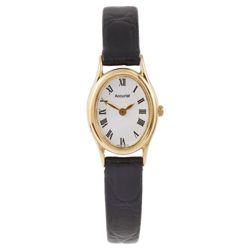 Ladies Black Leather Strap Watch