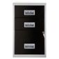 Pierre Henry A4 3 Drawer Combi Filing Cabinet, Silver With Black Drawers