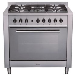 Indesit KP9F11SXG stainless steel dual fuel range cooker