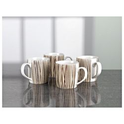 Tesco Mocha Stripe Set of 4 Mugs