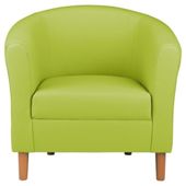 Tub Chair Leather Effect Lime Green