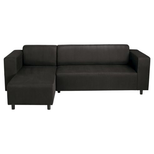 Image of Stanza Leather Effect Left Hand Corner Sofa, Black