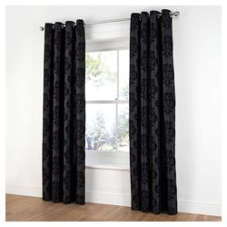 Tesco Flock Damask Lined Curtains W163xL229cm (64x90