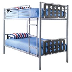 Domino Bunk Bed Frame, Silver & Black Headboard