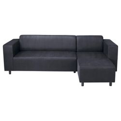 Stanza Leather Effect Right Hand Corner, Black