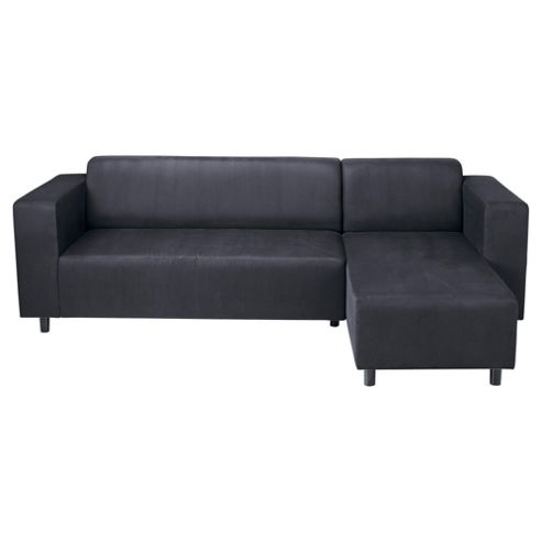 Image of Stanza Leather Effect Right Hand Corner Sofa, Black
