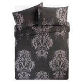 Tesco Damask Print Double Duvet Set, Black