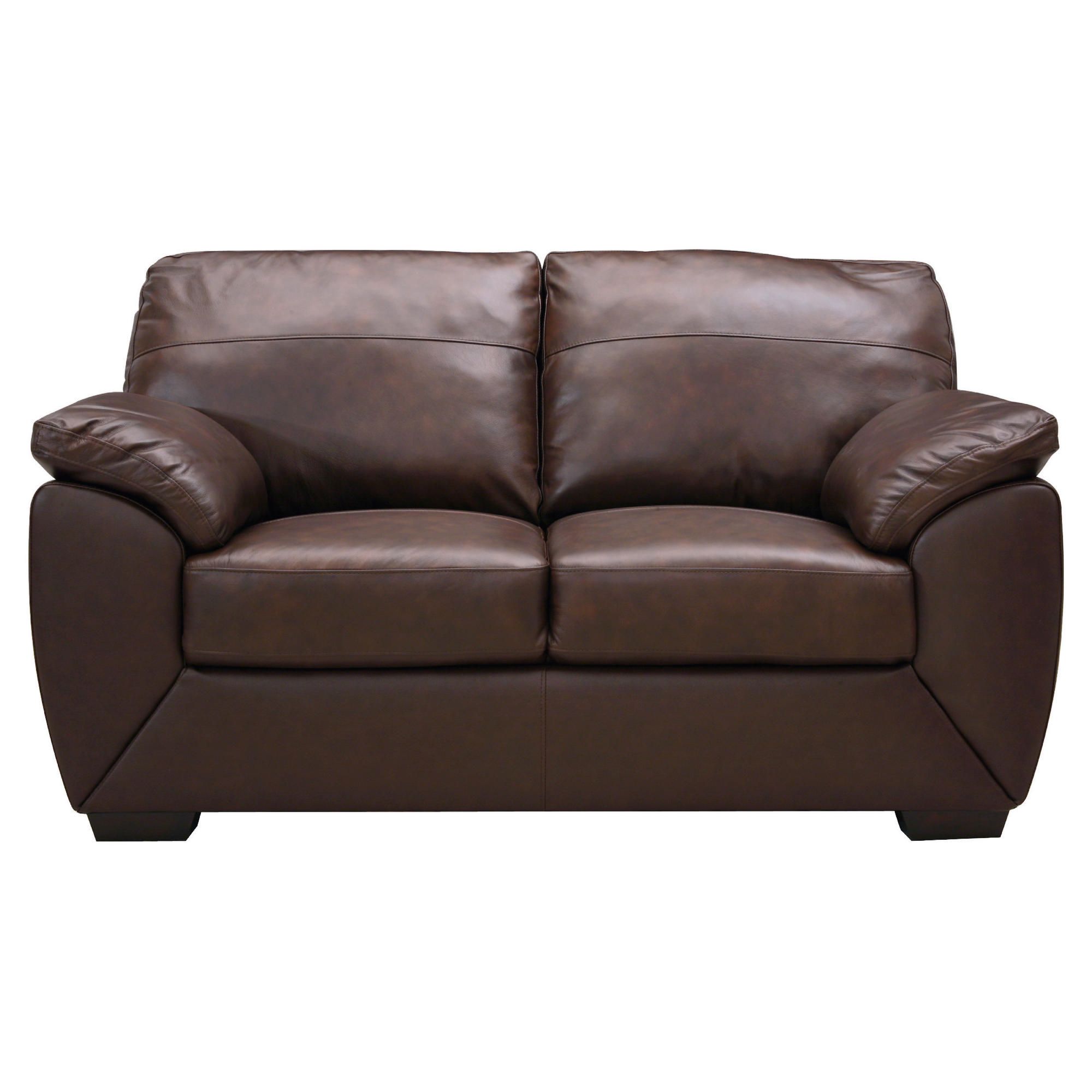 Alberta Small Leather Sofa, Chocolate at Tesco Direct