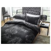 Tesco Damask Print King Size Duvet Set, Black