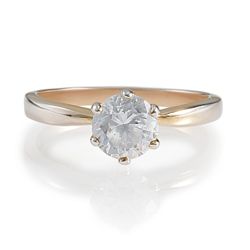 Gold Plated Silver Cubic Zirconia Solitaire Ring, L