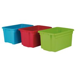 Whatmore 50L Stack and Store, 3 pack blue, red and lime