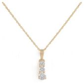 14ct Gold Plated Silver Cubic Zirconia 3-Stone Pendant, 46cm