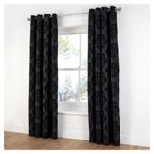Tesco Flock Damask Lined Curtains W163xL183cm (64x72"), Black