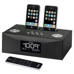 iHome iP88BRE Dual Dock 3-Alarm Clock Radio for iPhone/iPod