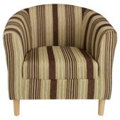 Tub Fabric Chair, Stripe Chocolate