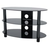 Alphason T-ESO800/3-BLK Universal 3 Tier Oval Stand with Black Glass - For up to 32" screen TVs