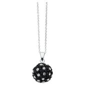 Silver Black & White Crystal Set Ball Pendant