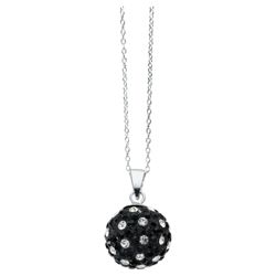 Silver Black & White Crystal Set Ball Pendant