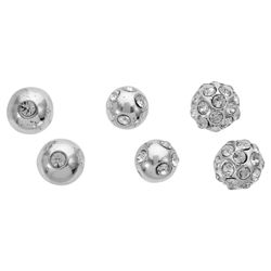Pave Silver Tone Stud Earrings 3 Pack