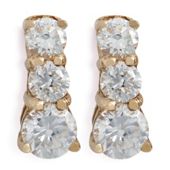 14ct Gold Plated Silver Cubic Zirconia 3-Stone Earrings