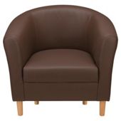 Tub Chair Leather Effect Chocolate