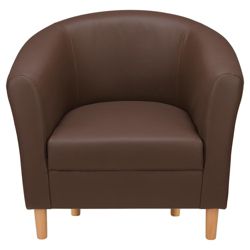 Tub Chair Leather Effect Chocolate