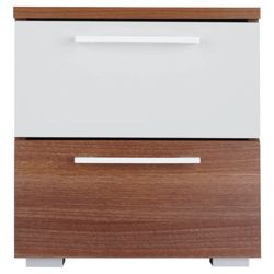 Como Bedside Chest, Walnut-Effect & White Gloss