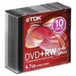 TDK DVD+RW 4X 10-PACK JEWEL CASE