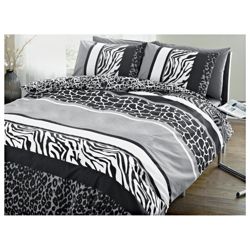 Tesco Animal Print Single Duvet Set, Natural & Black