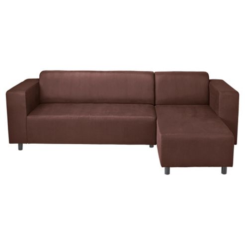 Image of Stanza Leather Effect Right Hand Corner Sofa, Chocolate