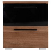 Como Bedside Chest, Walnut-effect & Black Gloss