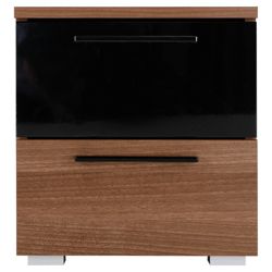 Como Bedside Chest, Walnut-Effect & Black Gloss