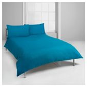 Tesco Plaindye Duvet Set Single, Teal