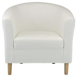 Tub Chair Leather Effect White