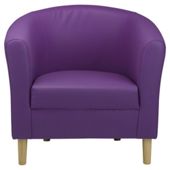 Tub Chair Leather Effect Purple