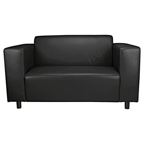 Image of Stanza Leather Effect Small 2 Seater sofa, Black