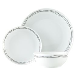 Scribble 12 Piece 4 Person Dinner Set - Black & White