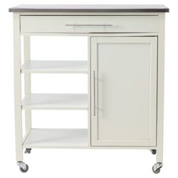 Trolley with Stainless Steel Top, White