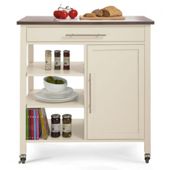 Cream Trolley With Stainless Steel Top