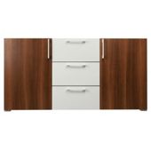 Como 3 Drawer 2 Door Sideboard, Walnut & White