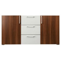 Como 3 Drawer 2 Door Sideboard, Walnut & White
