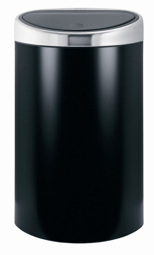 Image of Brabantia 40l Matt Black Touch Bin With Steel Lid