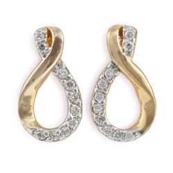 14ct Gold Plated Silver Cubic Zirconia 'Figure Of 8' Earrings